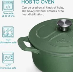Cocotte En Fonte Navaris Avec Couvercle - Faitout - Poêle émaillée - Convient Pour La Cuisson à Induction, Gaz Et Vitrocéramique - Vert Mat 15 Cocotte En Fonte Navaris Avec Couvercle - Faitout - Poêle émaillée - Convient Pour La Cuisson à Induction, Gaz Et Vitrocéramique - Vert Mat -Cuisine Fournitures Magasin 1200x1180 9