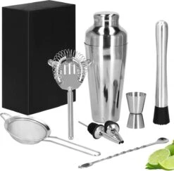 Ensemble De Cocktails Set | Set De 8 Shakers à Cocktail | Y Compris Boîte-cadeau | ACIER INOXYDABLE | Couleur Argent -Cuisine Fournitures Magasin 1200x1182 15