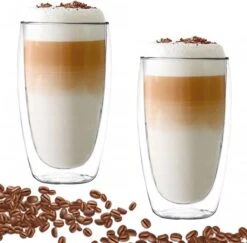 Verres à Latte Macchiato De Luxe à Double Paroi - Verres à Verres à Café à Double Paroi - Verres à Cappuccino - Tasse à Cappuccino - Verres à Latte - Verre à Thé à Double Paroi 380 ML - Set De 2