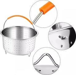 Insert Vapeur Inox, Accessoires Instant Pot, Panier Cuisson Légumes Vapeur, Cuiseur Vapeur Pour Autocuiseur Avec Poignée En Silicone Pour Cuire à La Vapeur Légumes, Fruits Et œufs (3 M²) -Cuisine Fournitures Magasin 1200x1182 3