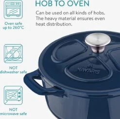 Cocotte En Fonte Navaris Avec Couvercle - Navaris émaillée - Convient à La Cuisson Induction, Gaz Et Céramique - Bleu Foncé 26 Cocotte En Fonte Navaris Avec Couvercle - Navaris émaillée - Convient à La Cuisson Induction, Gaz Et Céramique - Bleu Foncé -Cuisine Fournitures Magasin 1200x1184 1