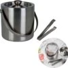 Seau à Glace De Luxe Cheqo® Avec Pince - Double Paroi - Acier Inoxydable - Pince à Glace - Seau à Glaçons - Verrouillable