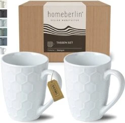Ensemble De Tasses à Café HOMEBERLIN® Design , Tasses à Café En Grès De Haute Qualité, 350 Ml, Ensemble De Tasses Modernes Adaptées à Toutes Les Boissons, Grande Tasse, Parfaite Pour Le Café Et Le Thé, 100 % Fait Main