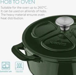Cocotte En Fonte Navaris Avec Couvercle - Navaris émaillée - Convient à La Cuisson Induction, Gaz Et Vitrocéramique - Vert -Cuisine Fournitures Magasin 1200x1185 2