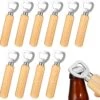OurLeeme Décapsuleur, 10 Pcs Poignée En Bois Ouvre-Bouteille De Bière Portable Durable Ouvre-Bouteille En Bois Naturel Grand Cadeau Pour Hommes