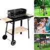 Cheqo® Barbecue Mobile - BBQ Sur Roues - BBQ à Charbon De Bois - Cuisine Extérieure - 45x31cm - 6kg - Paravent Avec Fentes - 2 Roues - Réglable