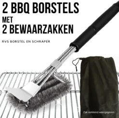 Gohh 2 Brosses Pour Barbecue Avec Grattoir - Brosse De Nettoyage - Grattoir Pour Barbecue Avec 2 Sacs De Rangement Pratiques 2 En 1