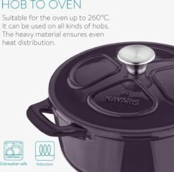 Cocotte En Fonte Navaris Avec Couvercle - Navaris émaillée - Convient à La Cuisson Induction, Gaz Et Céramique - Violet 18 Cocotte En Fonte Navaris Avec Couvercle - Navaris émaillée - Convient à La Cuisson Induction, Gaz Et Céramique - Violet -Cuisine Fournitures Magasin 1200x1186 2