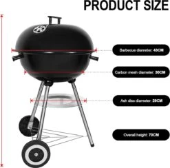 Barbecue à Charbon De Bois Bouilloire Barbecue Grill Rond Avec Couvercle Grill Avec Roues Et Poignée Grille De Support En émail Zwart Pour BBQ Camping Jardin Balcon Etc. -Cuisine Fournitures Magasin 1200x1187 1