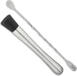 Relaxdays Pilon à Cocktail Et Cuillère De Bar - Pilon - Cuillère à Cocktail - 26 Cm - Goût Neutre