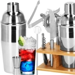 Ensemble De Cocktails Set | Set De 8 Shakers à Cocktail | Y Compris Support En Bamboe Et Emballage Cadeau | ACIER INOXYDABLE | Couleur Argent -Cuisine Fournitures Magasin 1200x1189 12