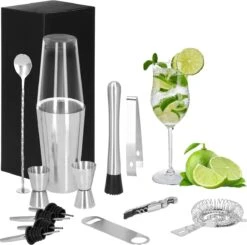 Ensemble De Cocktails Set | Set De 14 Shakers à Cocktail | Y Compris Boîte-cadeau | ACIER INOXYDABLE | Couleur Argent -Cuisine Fournitures Magasin 1200x1189 15