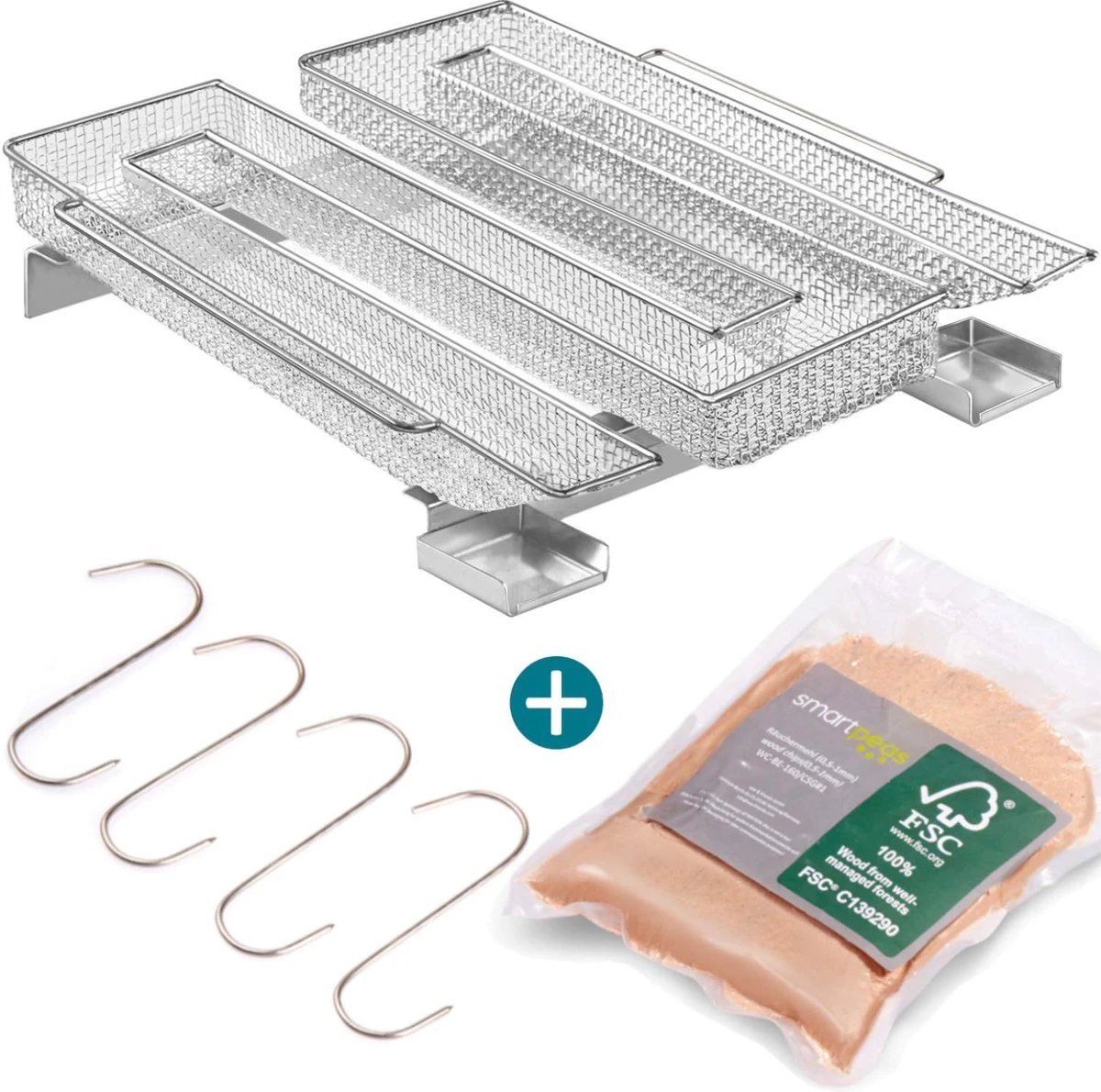 Générateur De Fumée Froide Pour Barbecue - Fumoir Inox En Forme De M - 190 X 225 X 45 Mm - Maille 2 Mm - Fumoir Barbecue Pour 5 à 20 Heures De Fumage - Plus: Crochet Jupe & Farine à Fumée 1 Générateur De Fumée Froide Pour Barbecue - Fumoir Inox En Forme De M - 190 X 225 X 45 Mm - Maille 2 Mm - Fumoir Barbecue Pour 5 à 20 Heures De Fumage - Plus: Crochet Jupe & Farine à Fumée