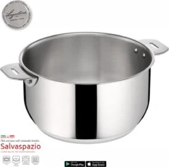 Lagostina Salvaspazio Lagoseal Casserole En Acier Inoxydable 18/10 INOX De Haute Qualité - 24 Cm