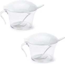 6x Pots à Sucre Blancs Avec Cuillère - 320 Ml - Fûts De Sucre Pour Restauration / Restaurant