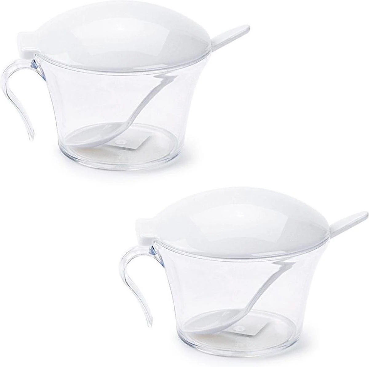 6x Pots à Sucre Blancs Avec Cuillère - 320 Ml - Fûts De Sucre Pour Restauration / Restaurant 1 6x Pots à Sucre Blancs Avec Cuillère - 320 Ml - Fûts De Sucre Pour Restauration / Restaurant