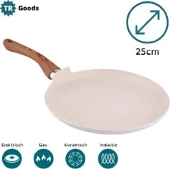 TR Goods - Poêle à Crêpes Ø25cm - Poêle à Crêpes - Arena Wit - Antiadhésif - Revêtement Antiadhésif - Convient Pour L'induction