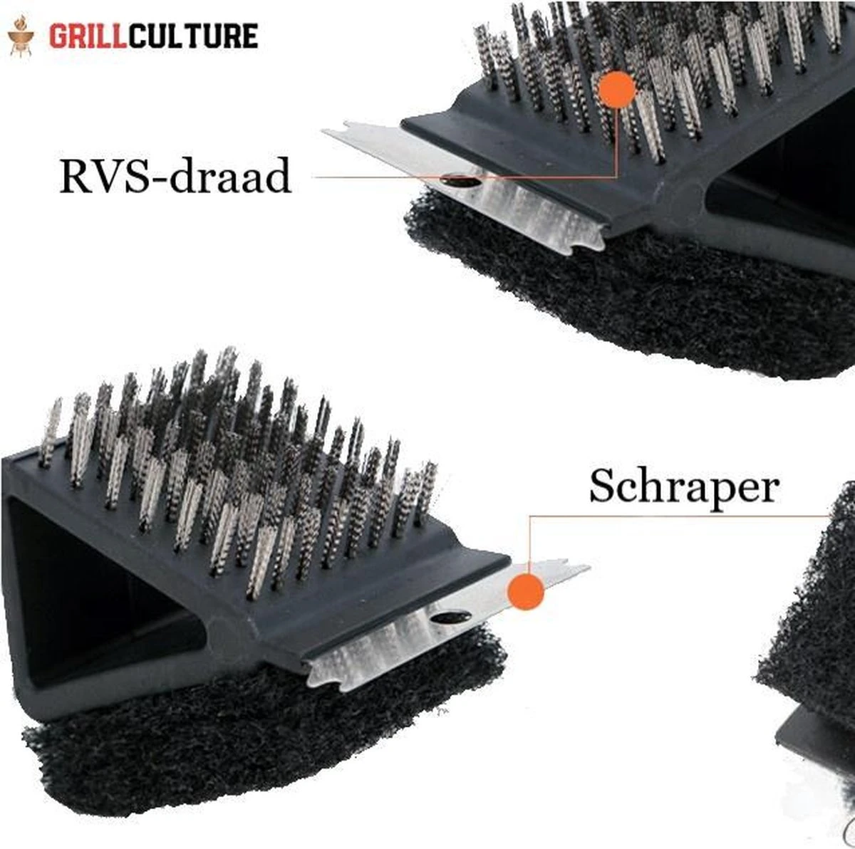 GrillCulture® Brosse Barbecue 3 En 1 Avec Grattoir - Brosse Pour Gril - Brosse De Nettoyage - Grattoir Et Nettoyant Pour Barbecue - Accessoires Pour Barbecue - Barbecue 2 GrillCulture® Brosse Barbecue 3 En 1 Avec Grattoir - Brosse Pour Gril - Brosse De Nettoyage - Grattoir Et Nettoyant Pour Barbecue - Accessoires Pour Barbecue - Barbecue – Image 2