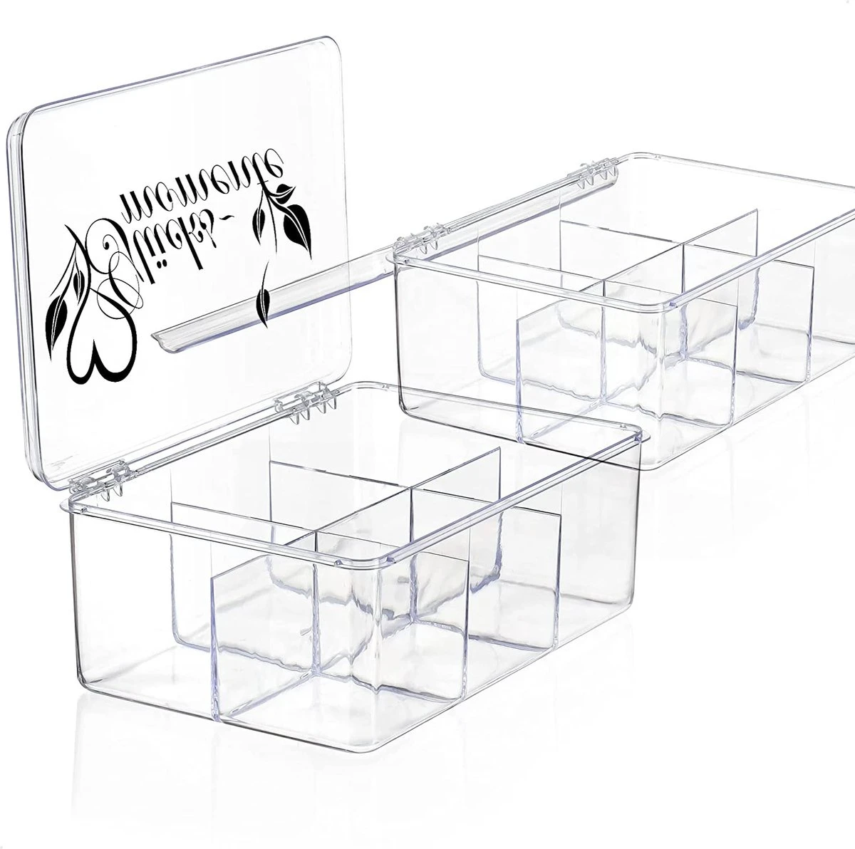 2x Boîte De Rangement Pour Thé Et Sachets De Thé - Boîte à Thé En Plastique Transparent Avec 6 Compartiments - Boîte à Thé Pour Le Stockage Du Thé 5 2x Boîte De Rangement Pour Thé Et Sachets De Thé - Boîte à Thé En Plastique Transparent Avec 6 Compartiments - Boîte à Thé Pour Le Stockage Du Thé – Image 5