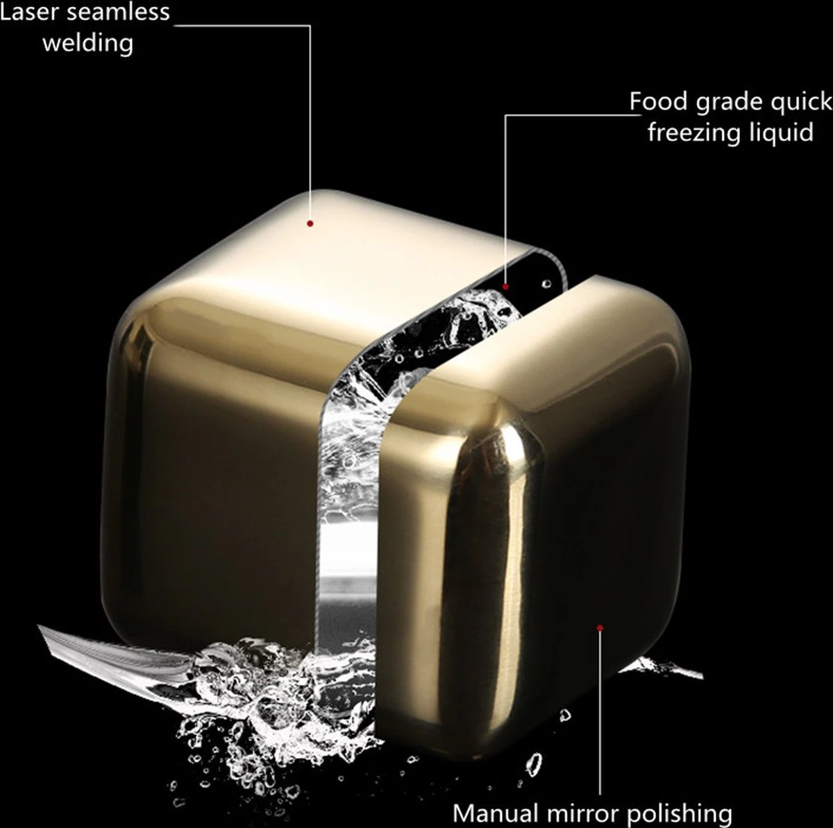 Coffret à Whisky De Luxe + 6 Pierres à Whisky + 1 Pochon Velours + Boîte De Rangement - Réutilisable - Inoxydable - Or 9 Coffret à Whisky De Luxe + 6 Pierres à Whisky + 1 Pochon Velours + Boîte De Rangement - Réutilisable - Inoxydable - Or – Image 9