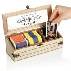 COM-FOUR® Boîte De Rangement Pour Sachets De Thé Rustique - Boîte à Thé De Style Campagnard Avec 3 Compartiments Et Fenêtre De Visualisation - Boîte à Thé - Stockage De Thé - Boîte à Sachets De Thé (3 Compartiments) -Cuisine Fournitures Magasin 1200x1193 4