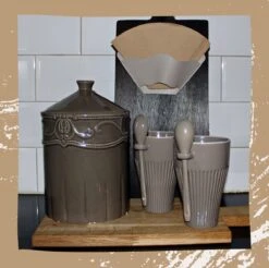 Porte-filtre à Café Keufens | Crème - Porte-filtre à Café - Convient à Tout Filtre à Café - 75 Filtres - Porte-filtre à Café Mural - Cuir Artificiel - Porte-filtre à Café -Cuisine Fournitures Magasin 1200x1194 11