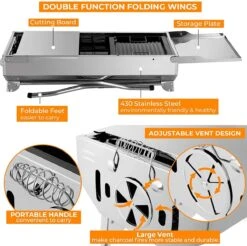 BBQ - Barbecue - Grill - Portable - Acier Inoxydable - Grill à Charbon - Ailes Doubles - Pan Antiadhésive - Camping - Jardin 11 BBQ - Barbecue - Grill - Portable - Acier Inoxydable - Grill à Charbon - Ailes Doubles - Pan Antiadhésive - Camping - Jardin -Cuisine Fournitures Magasin 1200x1195