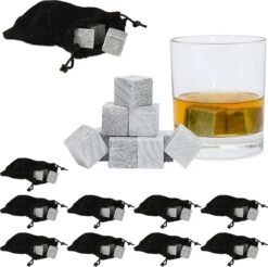 Relaxdays 90 X Pierres De Whisky, Pierres De Whisky, Gris, Glaçons, Insipide, Sac à Poussière -Cuisine Fournitures Magasin 1200x1195 26