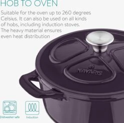 Cocotte En Fonte Navaris Avec Couvercle - Navaris émaillée - Convient à La Cuisson Induction, Gaz Et Céramique - Violet 17 Cocotte En Fonte Navaris Avec Couvercle - Navaris émaillée - Convient à La Cuisson Induction, Gaz Et Céramique - Violet -Cuisine Fournitures Magasin 1200x1195 4