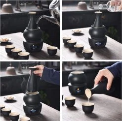 Set De 7 Tasses à Saké, Style Traditionnel Japonais En Céramique, Coffret Cadeau De Rangement Pour Saké, Comprend 4 Verres à Vin, Table Chauffante, Flame Man, Bol à Marmite (noir) -Cuisine Fournitures Magasin 1200x1196 22