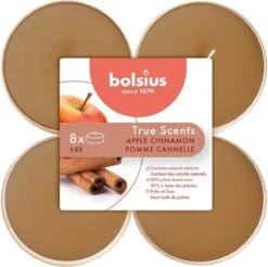 48 Pièces Bolsius Pomme Cannelle - Maxi Bougies Chauffe-plat Parfumées Pomme Cannelle (8 Heures) Tasses Transparentes True Scents