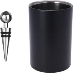 Seau à Vin/seau à Vin Noir Avec Aspirateur Sur Acier Inoxydable D12 X H18 Cm