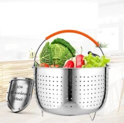 Insert Vapeur Inox, Accessoires Instant Pot, Panier Cuisson Légumes Vapeur, Cuiseur Vapeur Pour Autocuiseur Avec Poignée En Silicone Pour Cuire à La Vapeur Légumes, Fruits Et œufs (3 M²) -Cuisine Fournitures Magasin 1200x1197 4