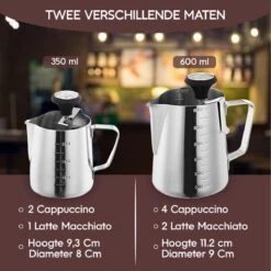 Pichet Mousseur à Lait RoiCuisine - Avec Thermomètre - 600ml - Pot à Lait - Barista - Acier Inoxydable -Cuisine Fournitures Magasin 1200x1198 22