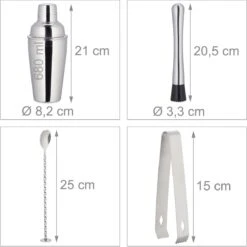 Relaxdays Cocktail Set 11-piece - Cocktail Shaker Set - With Bamboo Stand - Inox -Cuisine Fournitures Magasin 1200x1198 45