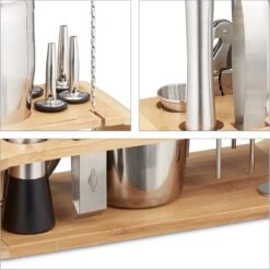 Relaxdays Cocktail Set 11-piece - Cocktail Shaker Set - With Bamboo Stand - Inox -Cuisine Fournitures Magasin 1200x1198 47
