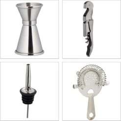 Relaxdays Cocktail Set 11-piece - Cocktail Shaker Set - With Bamboo Stand - Inox -Cuisine Fournitures Magasin 1200x1198 49