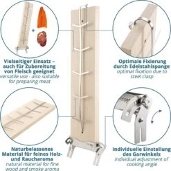 Planche à Saumon à Fumer Et à Griller En Bois De Bouleau Avec Acier Inoxydable Inclinable -Cuisine Fournitures Magasin 1200x1198 5