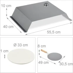 Relaxdays BBQ Pierre à Pizza - Pelle à Pizza - Cloche - Four à Pizza Barbecue - Thermomètre - 33 Cm -Cuisine Fournitures Magasin 1200x1198 53