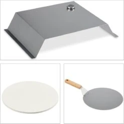 Relaxdays BBQ Pierre à Pizza - Pelle à Pizza - Cloche - Four à Pizza Barbecue - Thermomètre - 33 Cm -Cuisine Fournitures Magasin 1200x1198 54