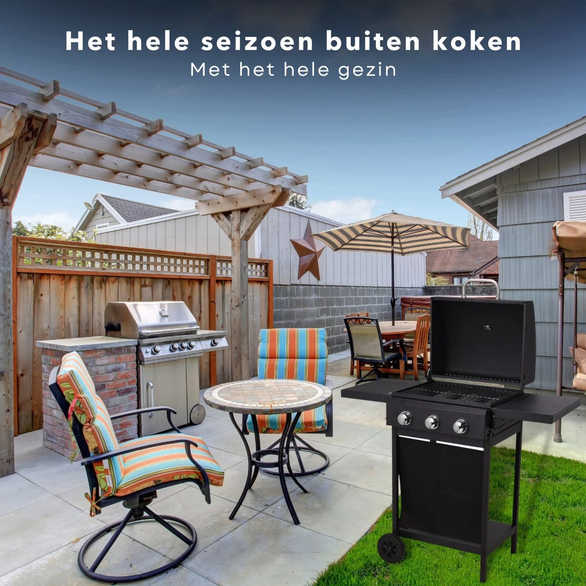 Barbecue à Gaz Cheqo® Avec Brûleurs - BQQ - 106 X 53 X H102 Cm - Mobile De Cuisine D'extérieur - 2 Tables D'appoint - Thermomètre - Métal Enduit De Poudre - 14,7 Kg - Sans Tuyau Ni Régulateur De Pression - Titre Par Défaut 2 Barbecue à Gaz Cheqo® Avec Brûleurs - BQQ - 106 X 53 X H102 Cm - Mobile De Cuisine D'extérieur - 2 Tables D'appoint - Thermomètre - Métal Enduit De Poudre - 14,7 Kg - Sans Tuyau Ni Régulateur De Pression - Titre Par Défaut – Image 2