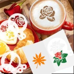 BOTC Cappuccino Template - 30 Tools Barista Réutilisables/ Fleurs - Tools DIY Stencil Cookie Barista Pour Chocolat Hot /Cupcake/ Cappuccino Décoration - 9.7x7CM) -Cuisine Fournitures Magasin 1200x1200 1018