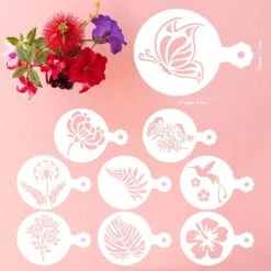 BOTC Cappuccino Template - 30 Tools Barista Réutilisables/ Fleurs - Tools DIY Stencil Cookie Barista Pour Chocolat Hot /Cupcake/ Cappuccino Décoration - 9.7x7CM) -Cuisine Fournitures Magasin 1200x1200 1019