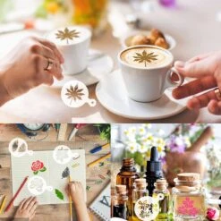 BOTC Cappuccino Template - 30 Tools Barista Réutilisables/ Fleurs - Tools DIY Stencil Cookie Barista Pour Chocolat Hot /Cupcake/ Cappuccino Décoration - 9.7x7CM) -Cuisine Fournitures Magasin 1200x1200 1020