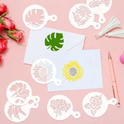 BOTC Cappuccino Template - 30 Tools Barista Réutilisables/ Fleurs - Tools DIY Stencil Cookie Barista Pour Chocolat Hot /Cupcake/ Cappuccino Décoration - 9.7x7CM) -Cuisine Fournitures Magasin 1200x1200 1022