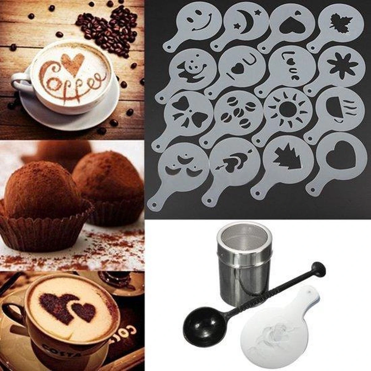 Ensemble De Cappuccino En Acier Inoxydable / épandeur De Cacao / Modèles De Café Outils Barista 5 Ensemble De Cappuccino En Acier Inoxydable / épandeur De Cacao / Modèles De Café Outils Barista – Image 5
