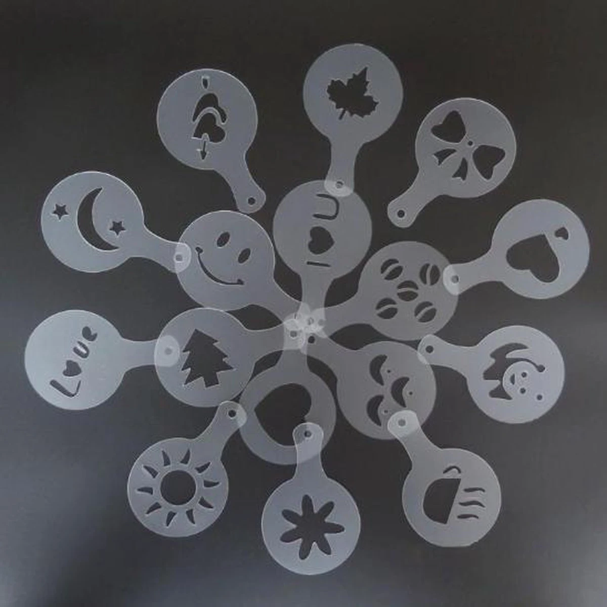 Set' écarteurs à Cappuccino / Cacao En Acier Inoxydable - Avec Modèles De Café / Cacao Et Cuillère à Tools Barista 2 Set' écarteurs à Cappuccino / Cacao En Acier Inoxydable - Avec Modèles De Café / Cacao Et Cuillère à Tools Barista – Image 2