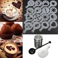 Set' écarteurs à Cappuccino / Cacao En Acier Inoxydable - Avec Modèles De Café / Cacao Et Cuillère à Tools Barista 10 Set' écarteurs à Cappuccino / Cacao En Acier Inoxydable - Avec Modèles De Café / Cacao Et Cuillère à Tools Barista -Cuisine Fournitures Magasin 1200x1200 1055
