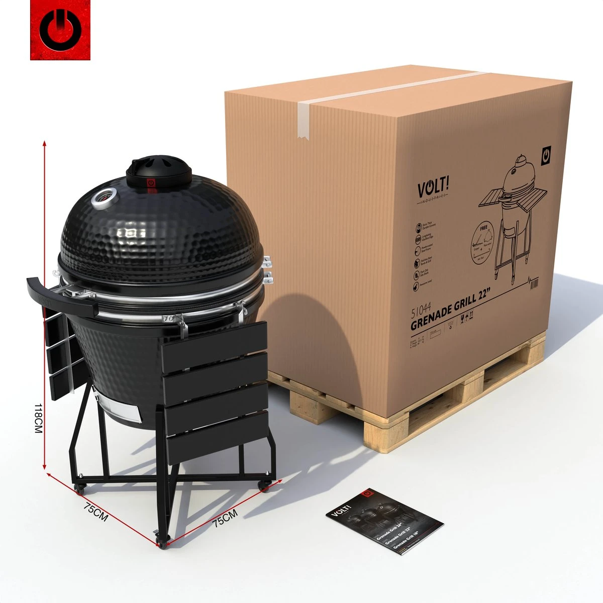 VOLT! BBQ Kamado En Céramique XL / 59 CM / 22 Pouces - Barbecue Grill Grenade 21'' 22'' - Plug & Play - Y Compris Accessoires De BBQ Kamado - Cuisine Extérieure - Barbecue à Charbon De Bois - BBQ à Oeufs - BBQ Kamado - Paroi Épaisse - Zwart 4 VOLT! BBQ Kamado En Céramique XL / 59 CM / 22 Pouces - Barbecue Grill Grenade 21'' 22'' - Plug & Play - Y Compris Accessoires De BBQ Kamado - Cuisine Extérieure - Barbecue à Charbon De Bois - BBQ à Oeufs - BBQ Kamado - Paroi Épaisse - Zwart – Image 4