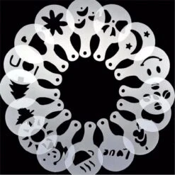 Cappuccino / Cacao Spreader Set - Cappuccino / Cacao Template - Réutilisable Barista Set - 16 Pièces -Cuisine Fournitures Magasin 1200x1200 1107